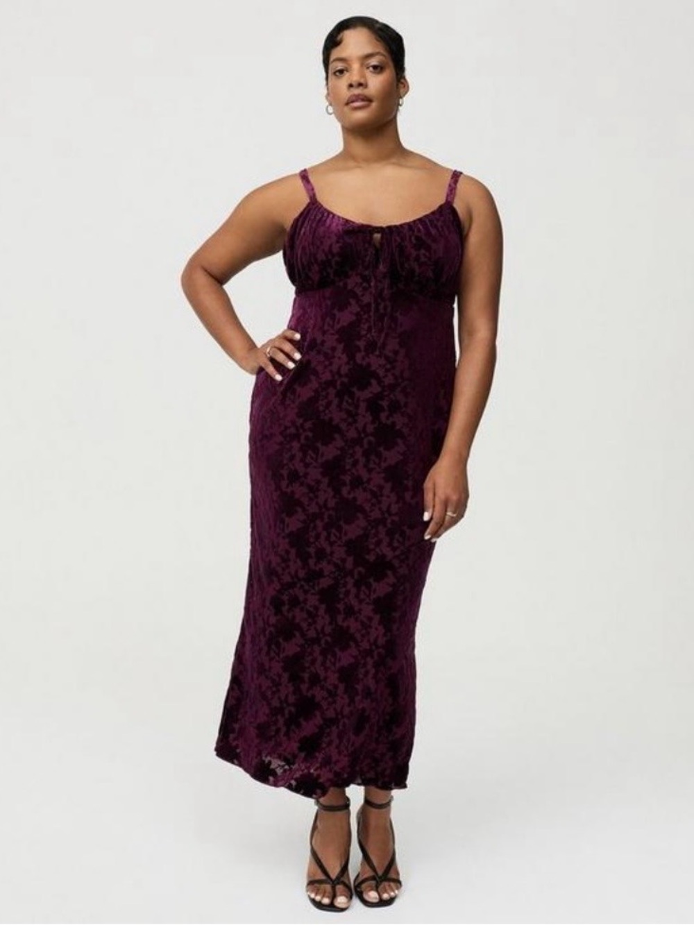 Torrid Plum Velour Burnout Cami Maxi Dress - Size 1X - NWT!